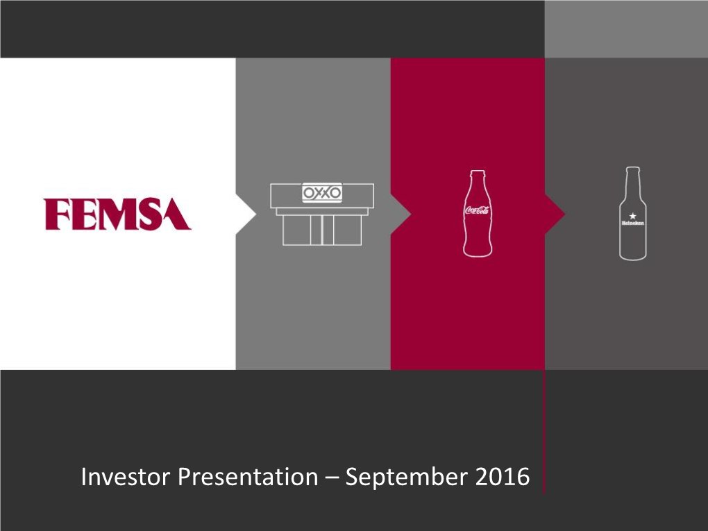 Investor Presentation – September 2016 Safe Harbor Statement