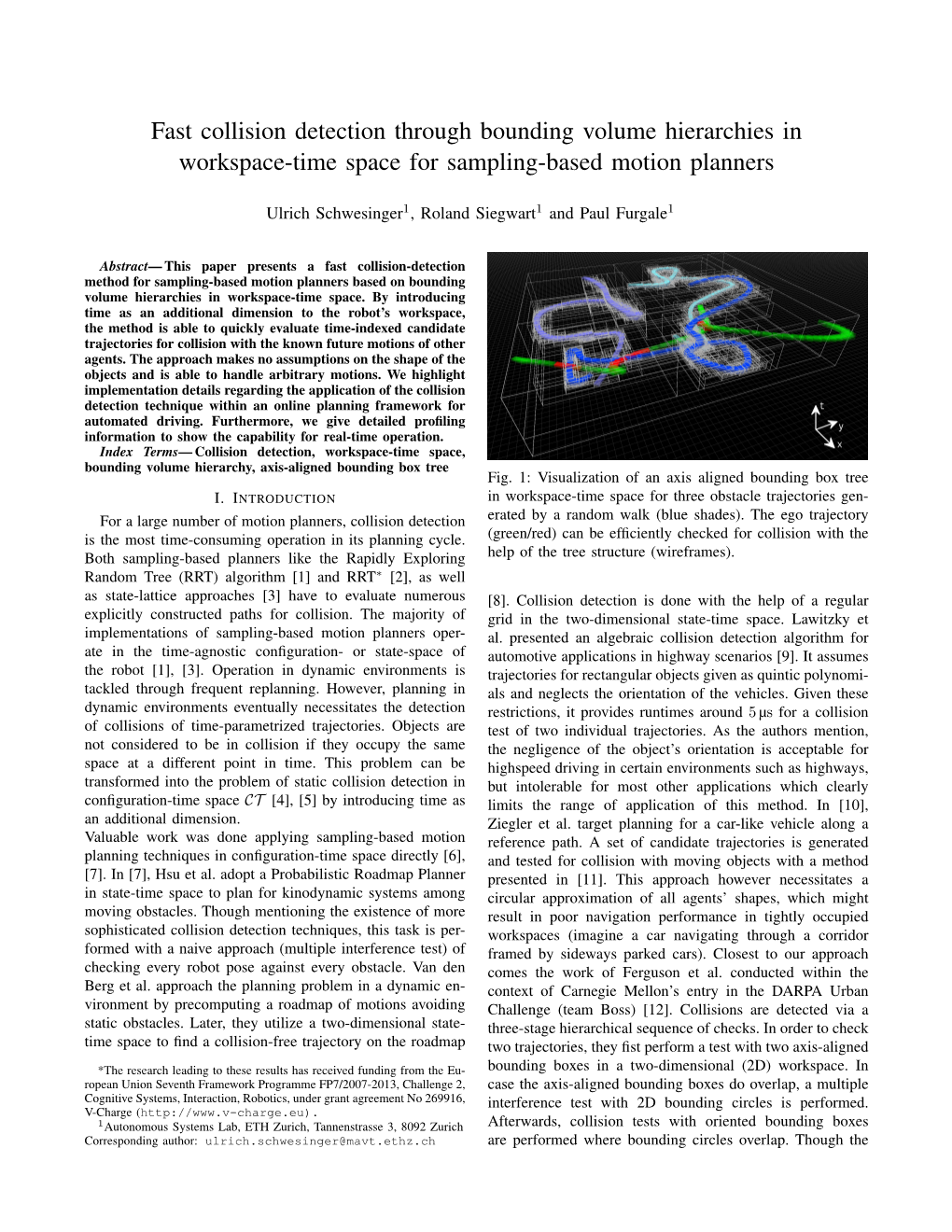 Fast Collision Detection Through Bounding Volume Hierarchies in Workspace-Time Space for Sampling-Based Motion Planners