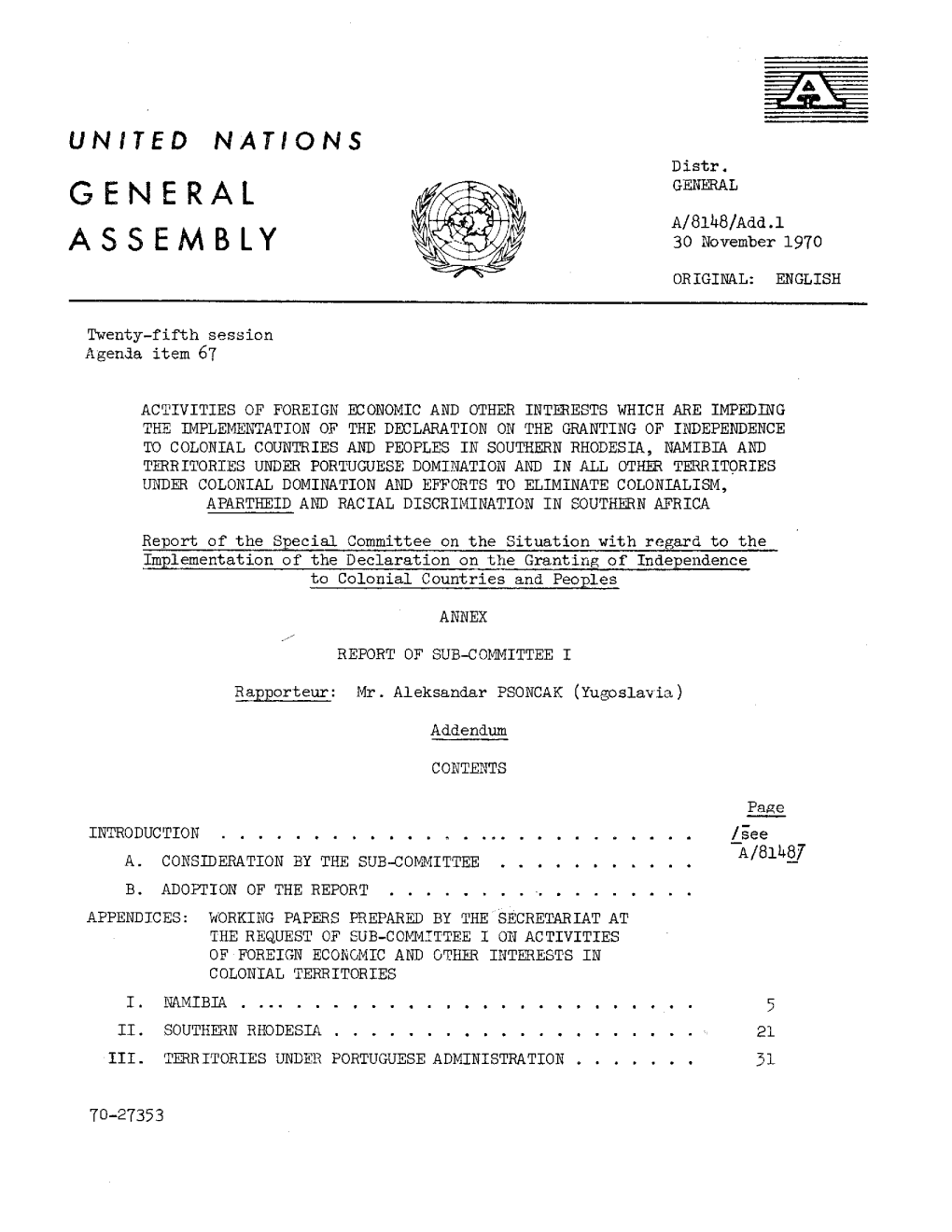 General Assembly, Twenty-Second Ses~Ion, Annexes ~Ddendum to Agenda Item 23 (Part II) (A/6700/Rev.L), Chapter V, :Raras, 55 and 56