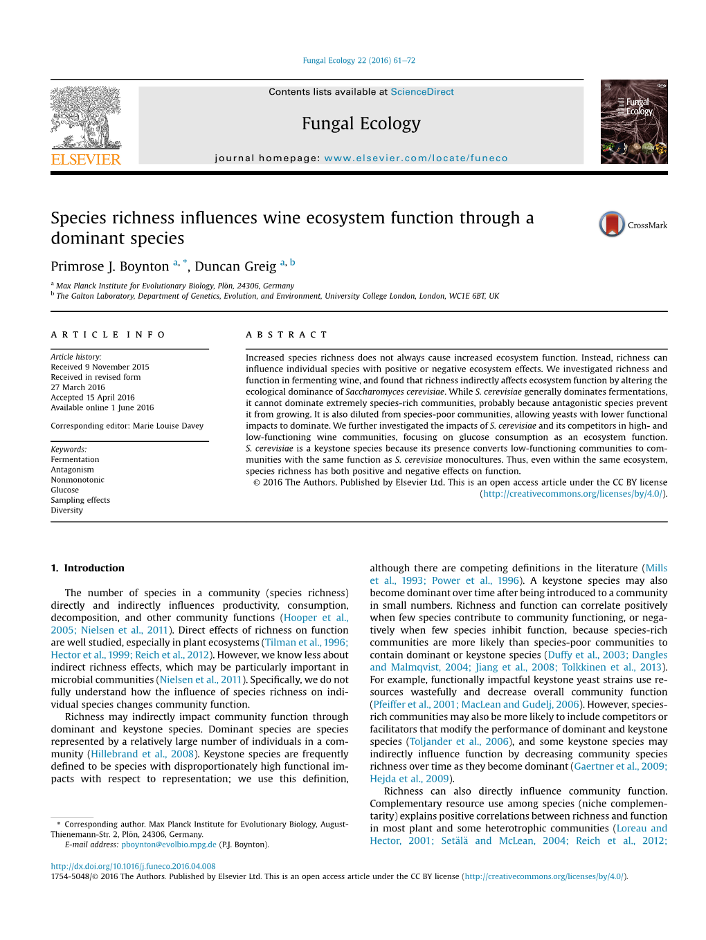 Species Richness Influences Wine Ecosystem Function Through A