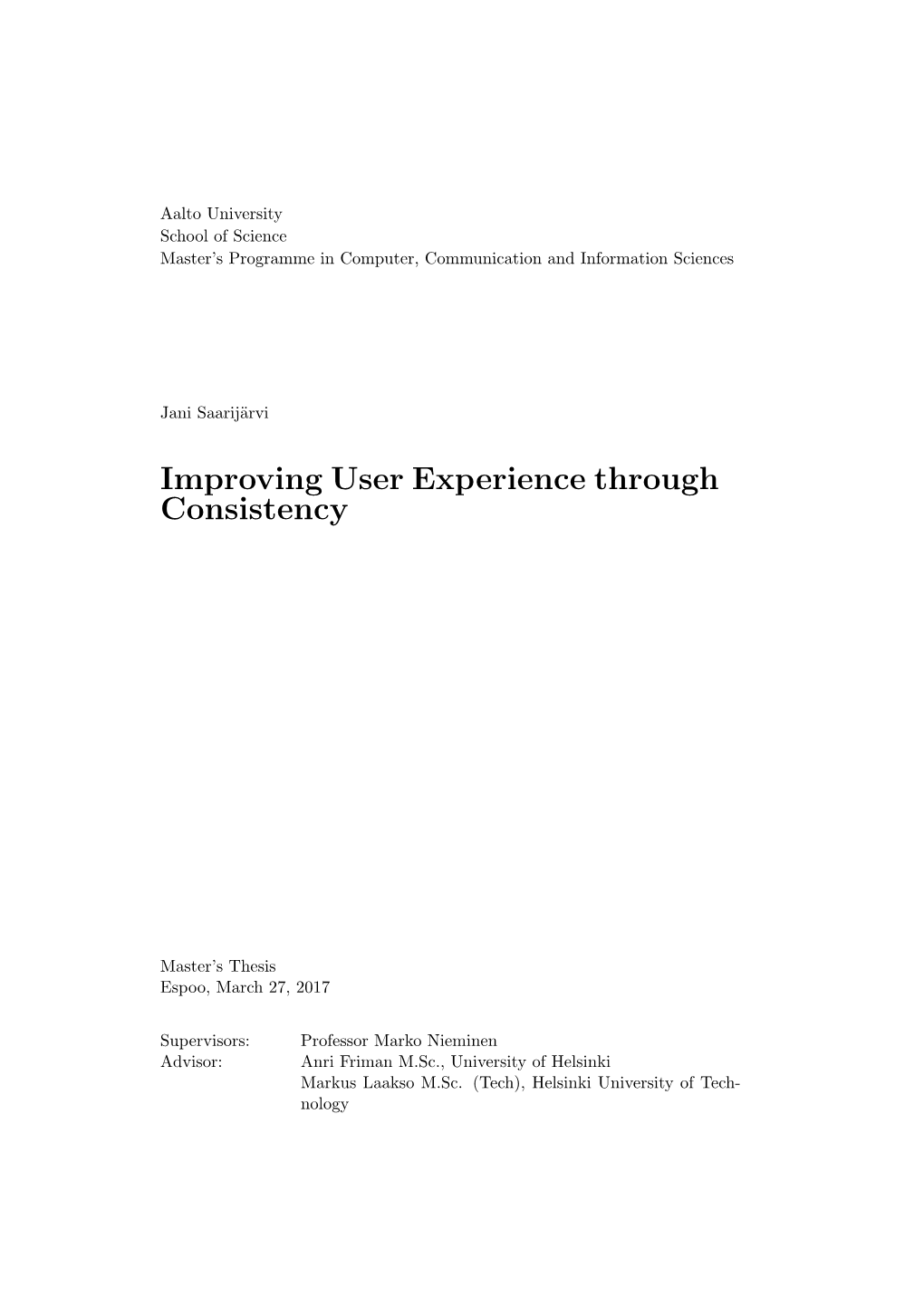 Improving User Experience Through Consistency