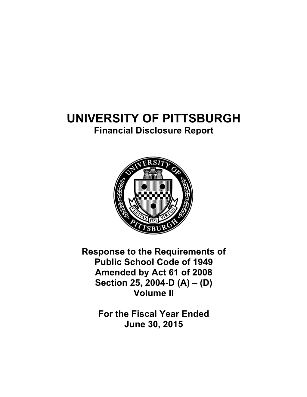 University of Pittsburgh 2014-2015 Financial Report Volume II