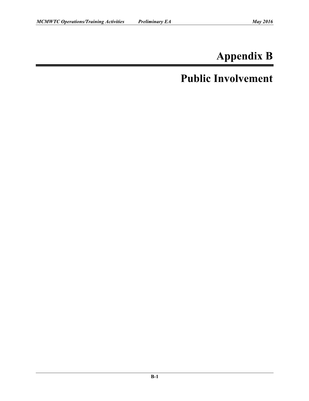 Appendix B Public Involvement