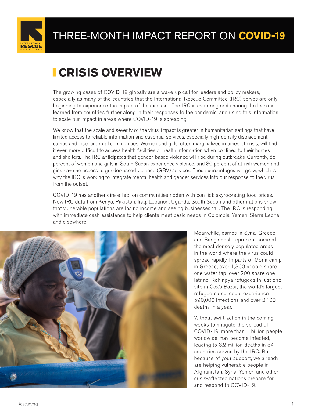 IRC Three-Month Impact Report on COVID-19