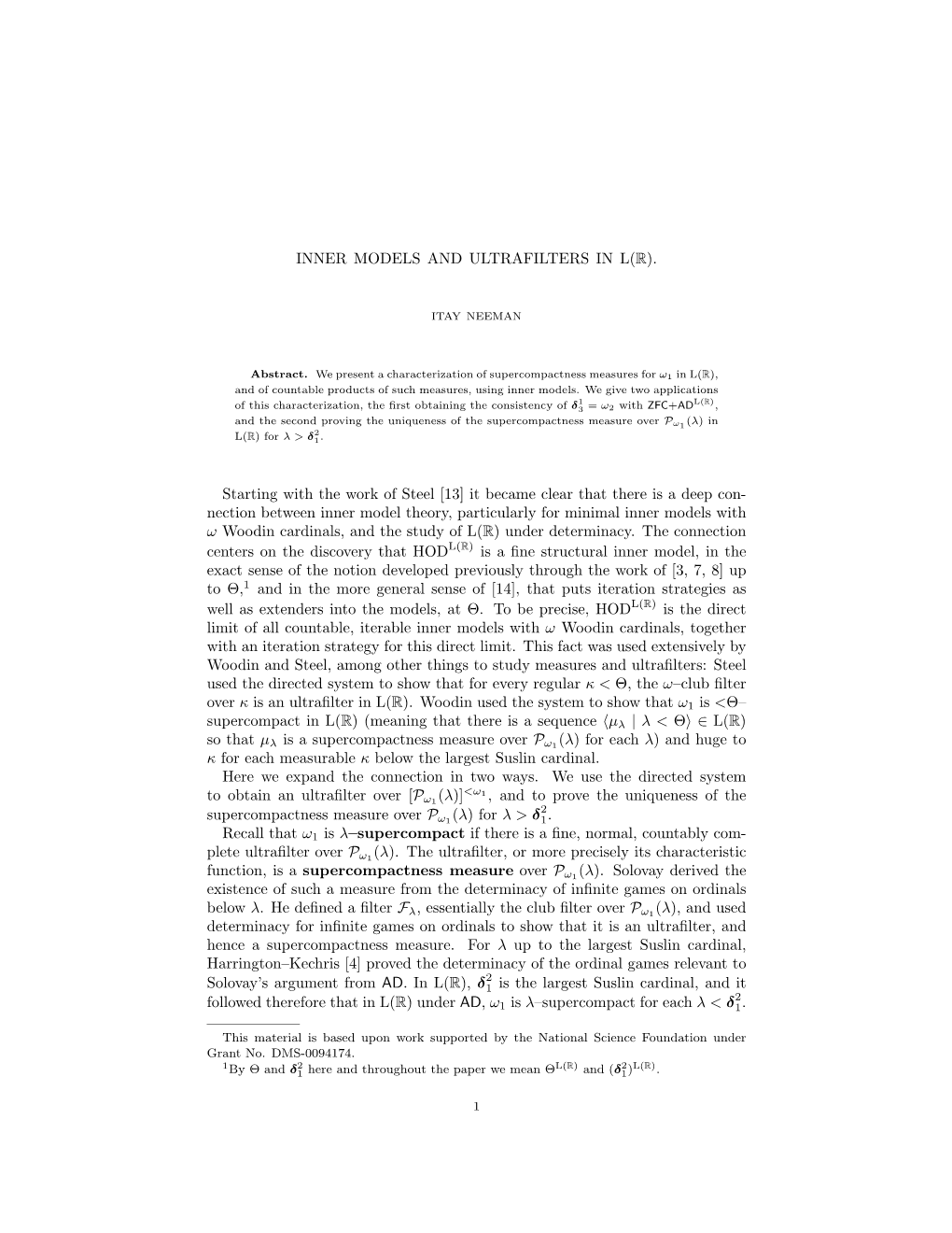 Inner Models and Ultrafilters in L(R)