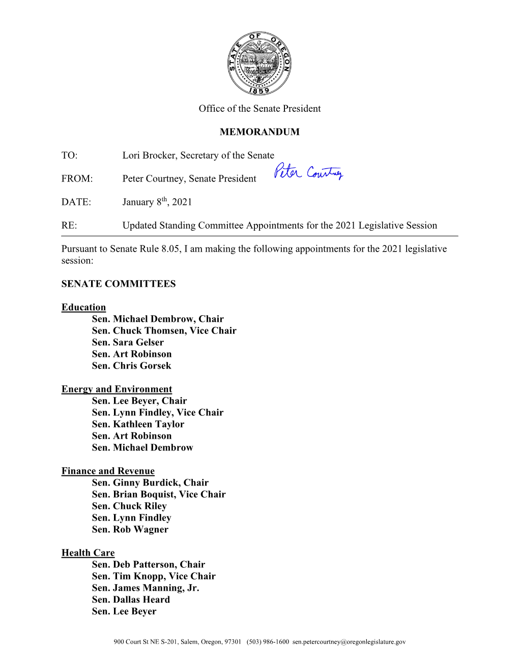 President's Appointments – Updated