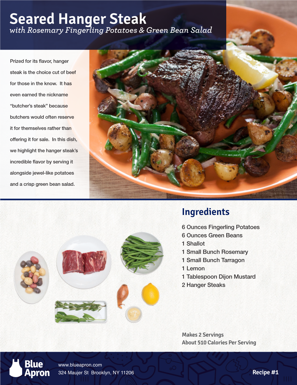 Seared Hanger Steak with Rosemary Fingerling Potatoes & Green Bean Salad