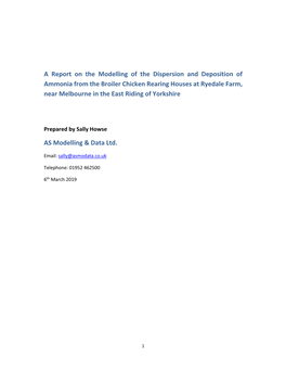A Report on the Modelling of the Dispersion and Deposition Of