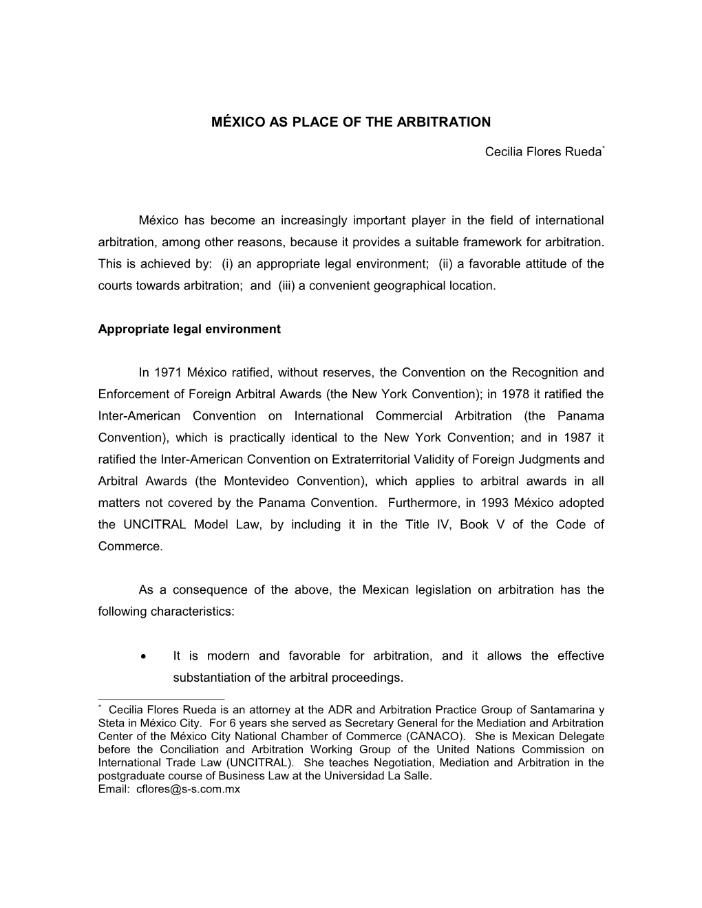 Mexico As Place of the Arbitration