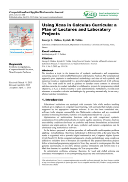 Using Xcas in Calculus Curricula: a Plan of Lectures and Laboratory Projects