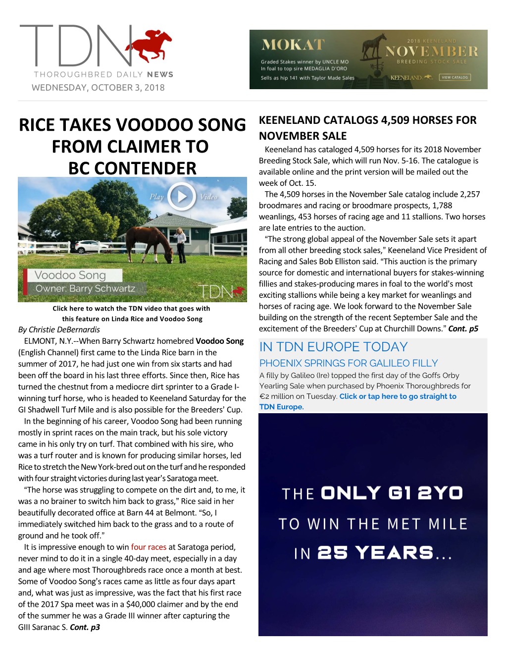 Rice Takes Voodoo Song from Claimer to BC Contender Managed to Have Something Left in the Tank