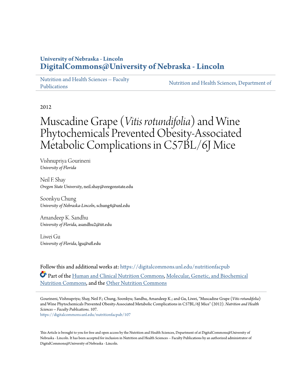 Muscadine Grape (<I>Vitis Rotundifolia</I>) and Wine Phytochemicals