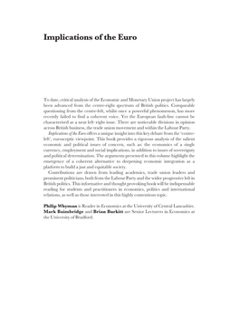 Implications of the Euro: a Crtical Perspective from the Left