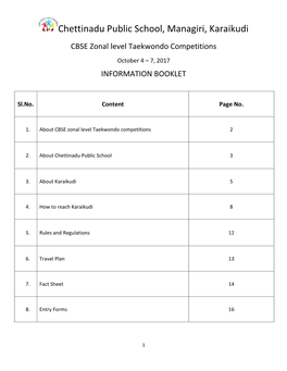 Chettinadu Public School, Managiri, Karaikudi CBSE Zonal Level Taekwondo Competitions