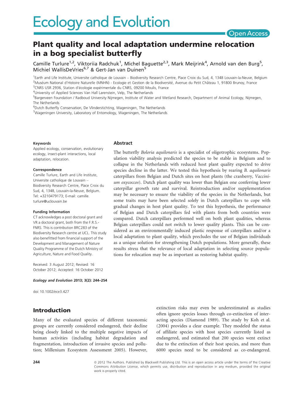 Plant Quality and Local Adaptation Undermine Relocation in a Bog
