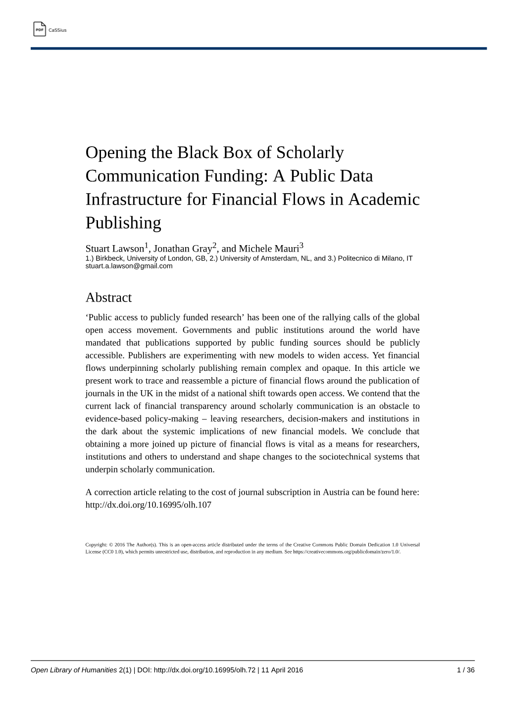 Opening the Black Box of Scholarly Communication Funding: a Public Data Infrastructure for Financial Flows in Academic Publishing