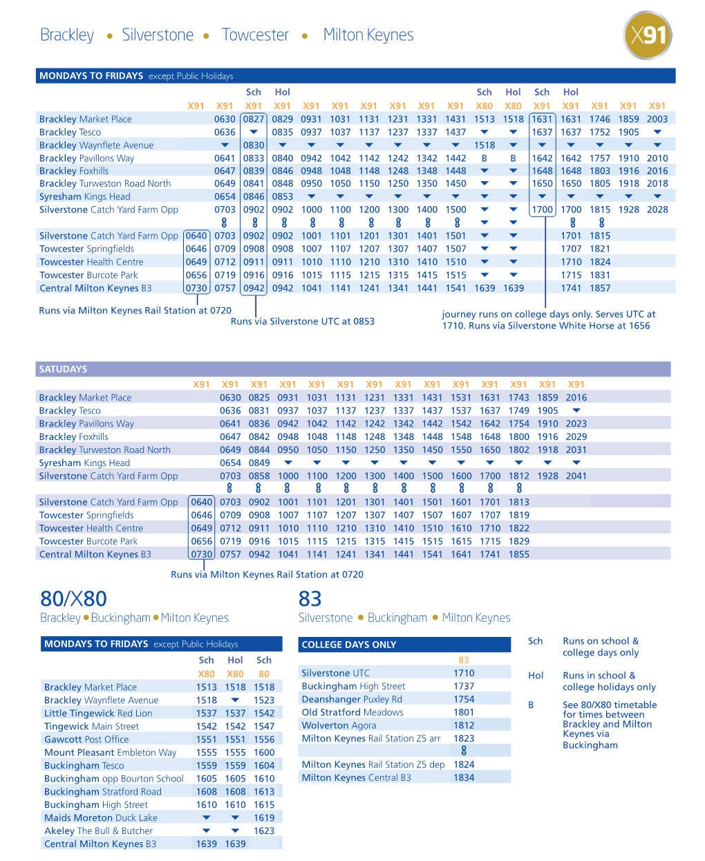 80/X80 83 Brackley Buckingham Milton Keynes Silverstone Buckingham Milton Keynes