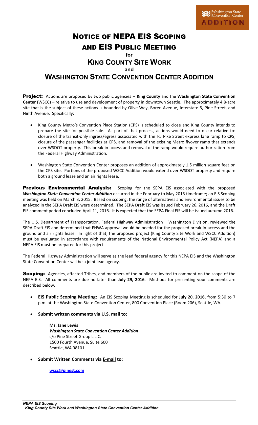 Determination of Significance & Scoping Notice