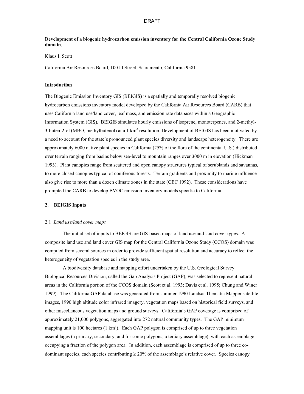 2003-09-23 Development of a Biogenic Hydrocarbon Emission