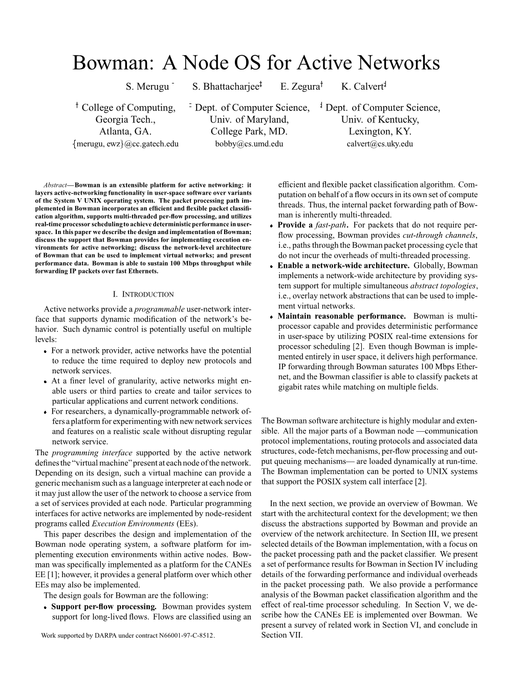 Bowman: a Node OS for Active Networks