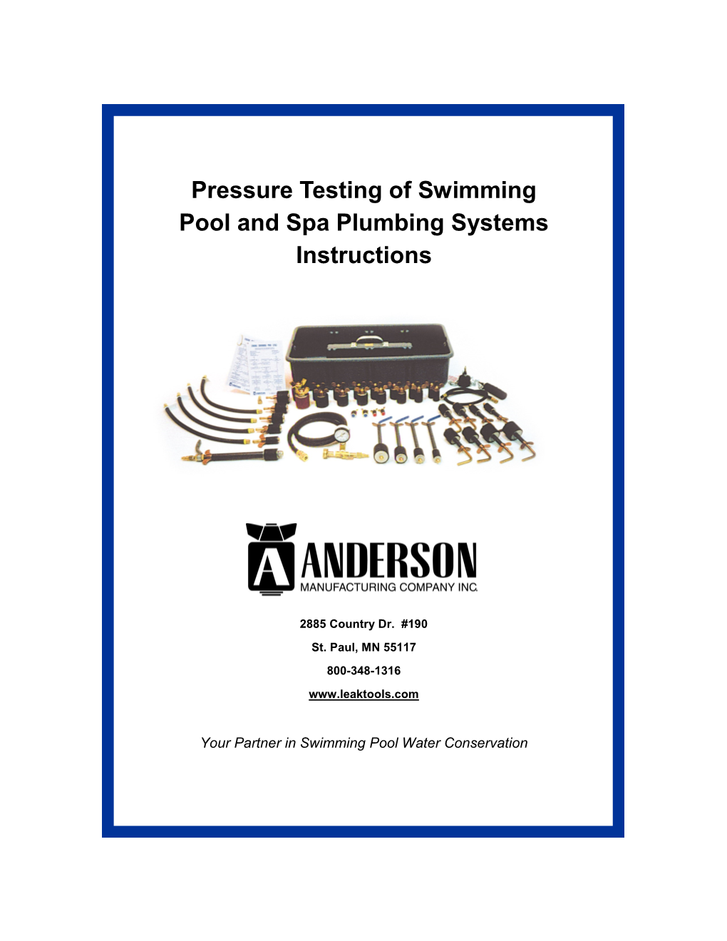 Pressure Testing of Swimming Pool and Spa Plumbing Systems Instructions