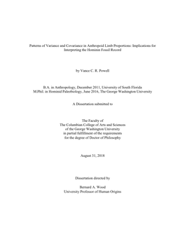 Patterns of Variance and Covariance in Anthropoid Limb Proportions: Implications for Interpreting the Hominin Fossil Record