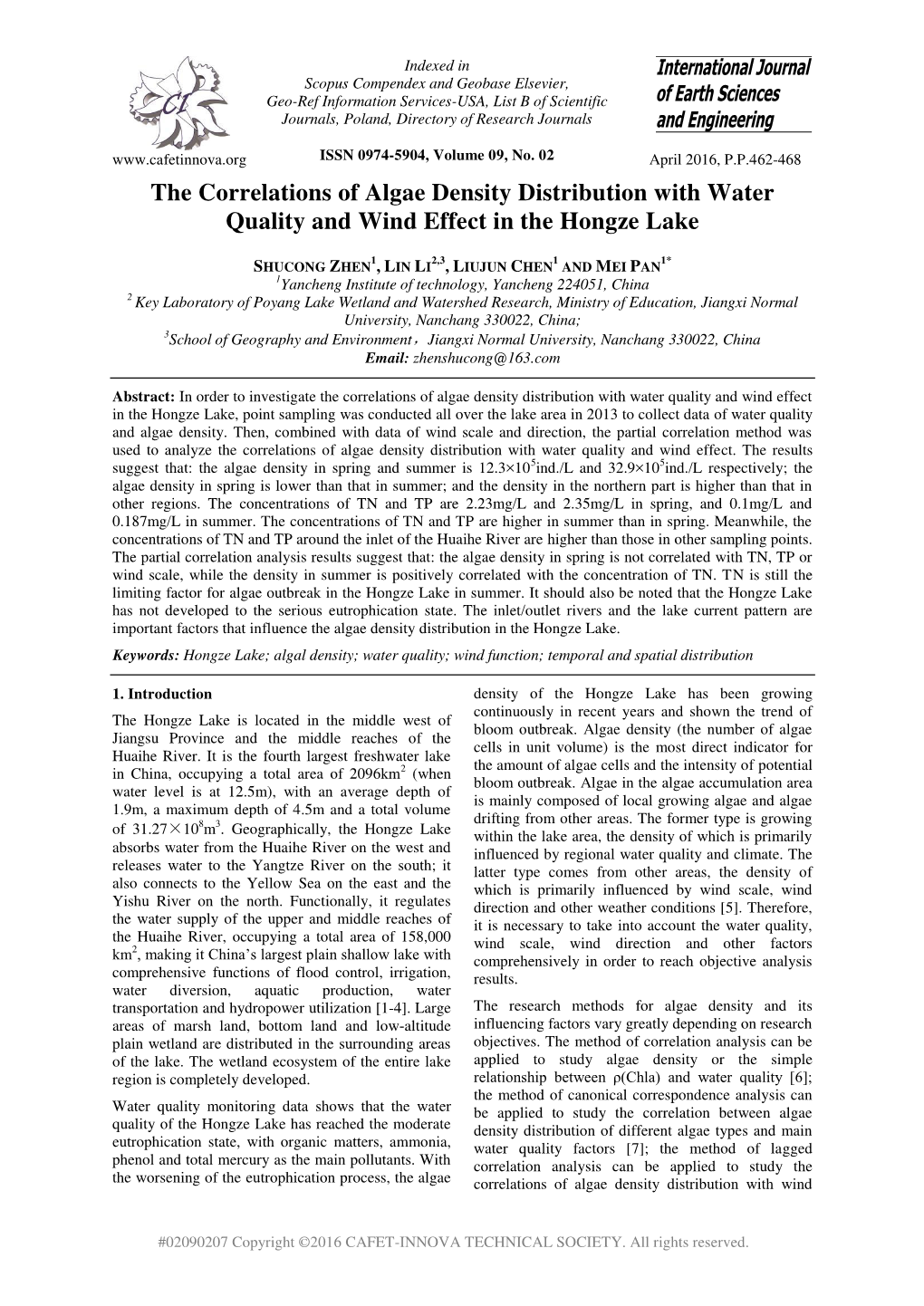 The Correlations of Algae Density Distribution with Water Quality And