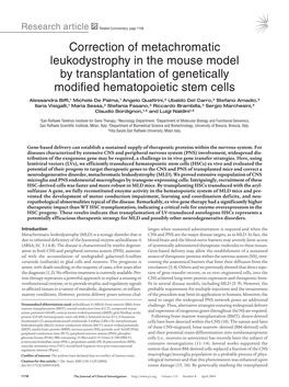 Correction of Metachromatic Leukodystrophy in the Mouse Model by Transplantation of Genetically Modified Hematopoietic Stem Cells