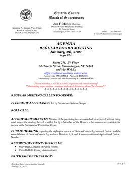 Board of Supervisors Meeting Agenda and Proposed Resolutions
