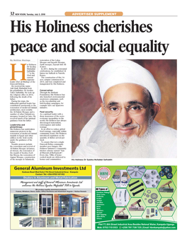 His Holiness Cherishes Peace and Social Equality