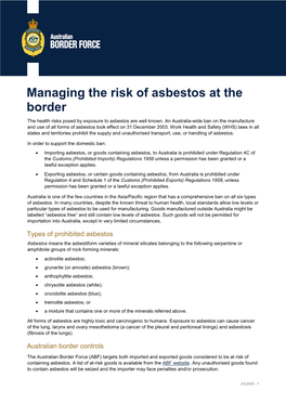 Managing the Risk of Asbestos at the Border
