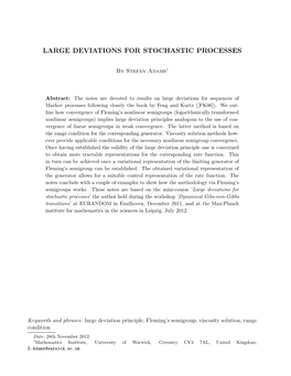 Large Deviations for Stochastic Processes