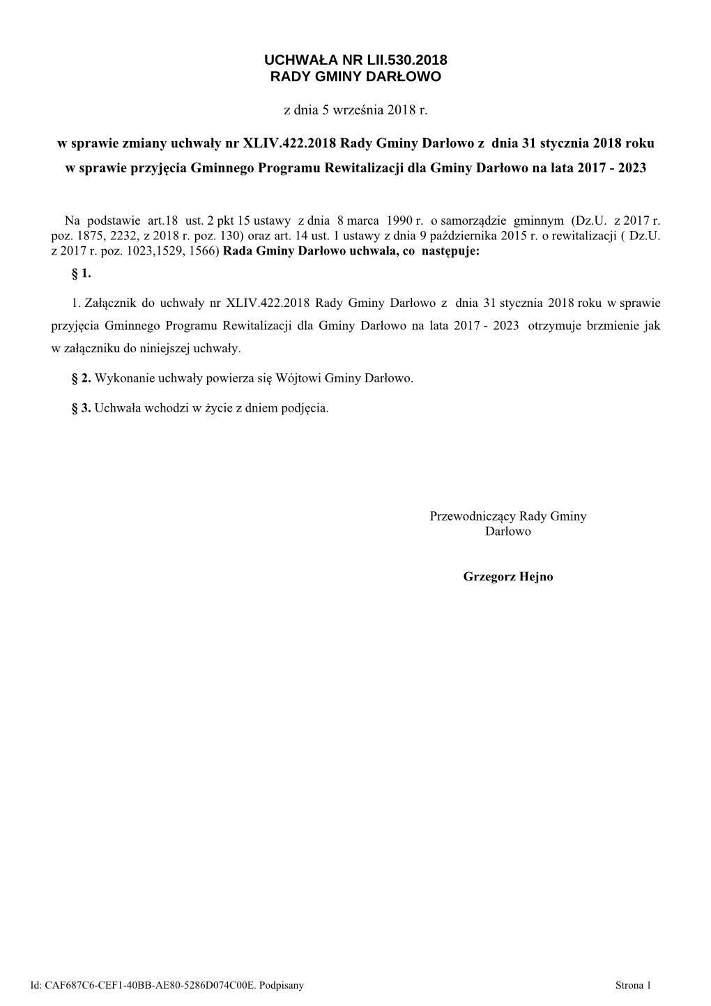 Gminny Program Rewitalizacji Dla Gminy Darłowo Na Lata 2017-2023