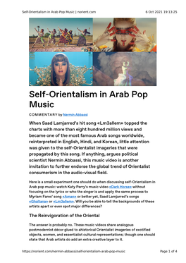 Self-Orientalism in Arab Pop Music | Norient.Com 6 Oct 2021 19:13:25