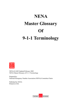 NENA Master Glossary of 9-1-1 Terminology