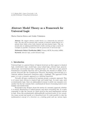 Abstract Model Theory As a Framework for Universal Logic