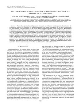 Influence of Chemotherapy on the Plasmodium Gametocyte Sex Ratio of Mice and Humans