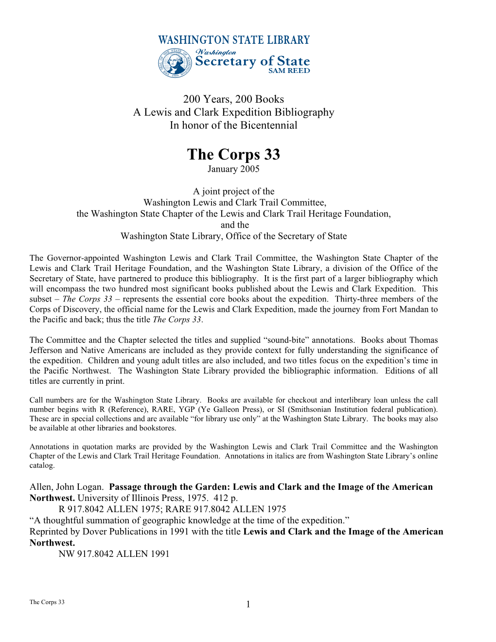 The Corps 33 January 2005