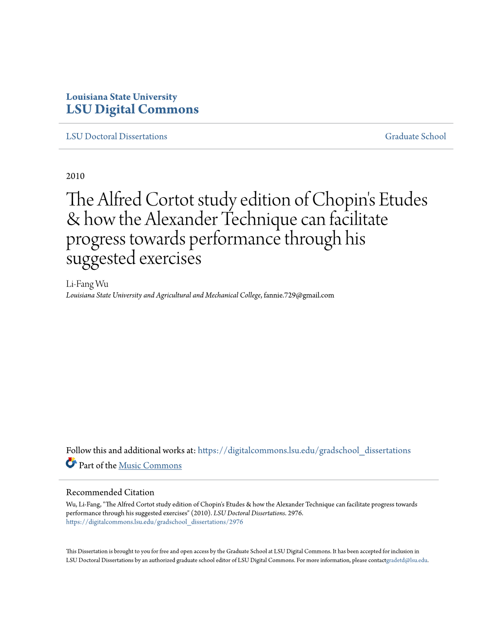 The Alfred Cortot Study Edition of Chopin's Etudes & How The