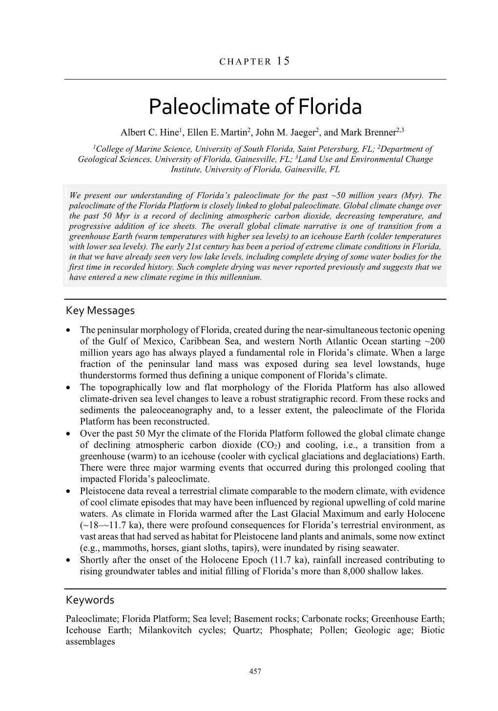 Paleoclimate of Florida Albert C