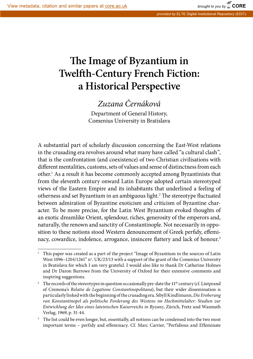 The Image of Byzantium in Twelfth-Century French