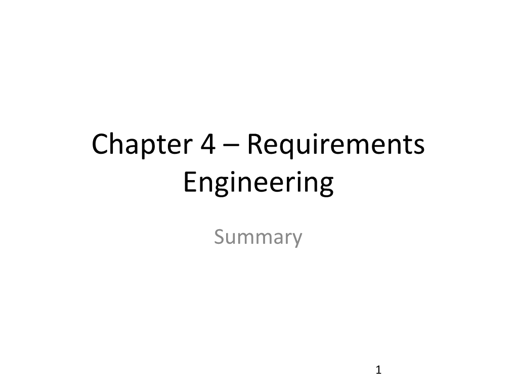 Chapter 4 – Requirements Engineering