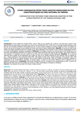 1. Introduction Etude Comparative Entre Trois Varietes Marocaines Du Pin Caracteristiques Du Parc National De Tazekka Comparati