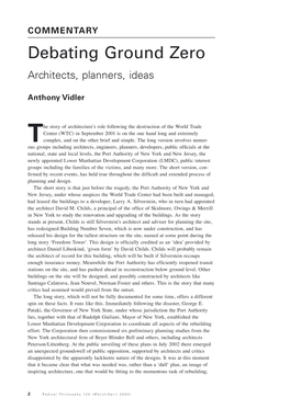 Debating Ground Zero Architects, Planners, Ideas