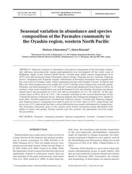 Seasonal Variation in Abundance and Species Composition of the Parmales Community in the Oyashio Region, Western North Pacific