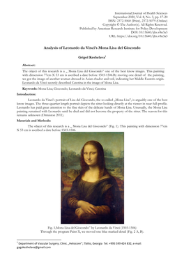 Analysis of Leonardo Da Vinci's Mona Lisa Del Giocondo