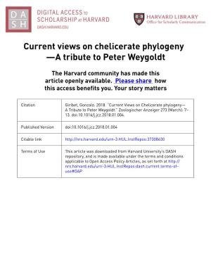 Current Views on Chelicerate Phylogeny —A Tribute to Peter Weygoldt
