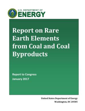 Report on Rare Earth Elements from Coal and Coal Byproducts