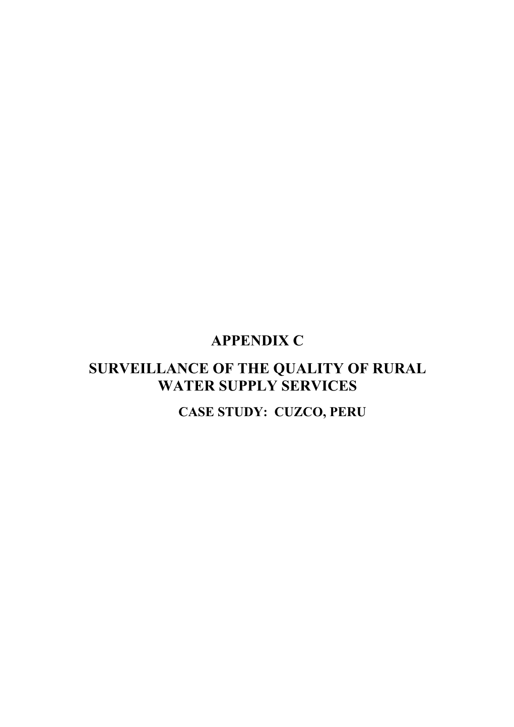 Appendix C Surveillance of the Quality of Rural Water