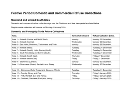 Festive Period Domestic and Commercial Refuse Collections